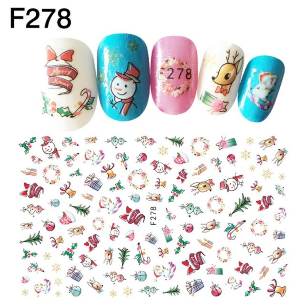 Nail Stickers Nail Art Decal Waterproof Christmas Tree Santa Bell Deer